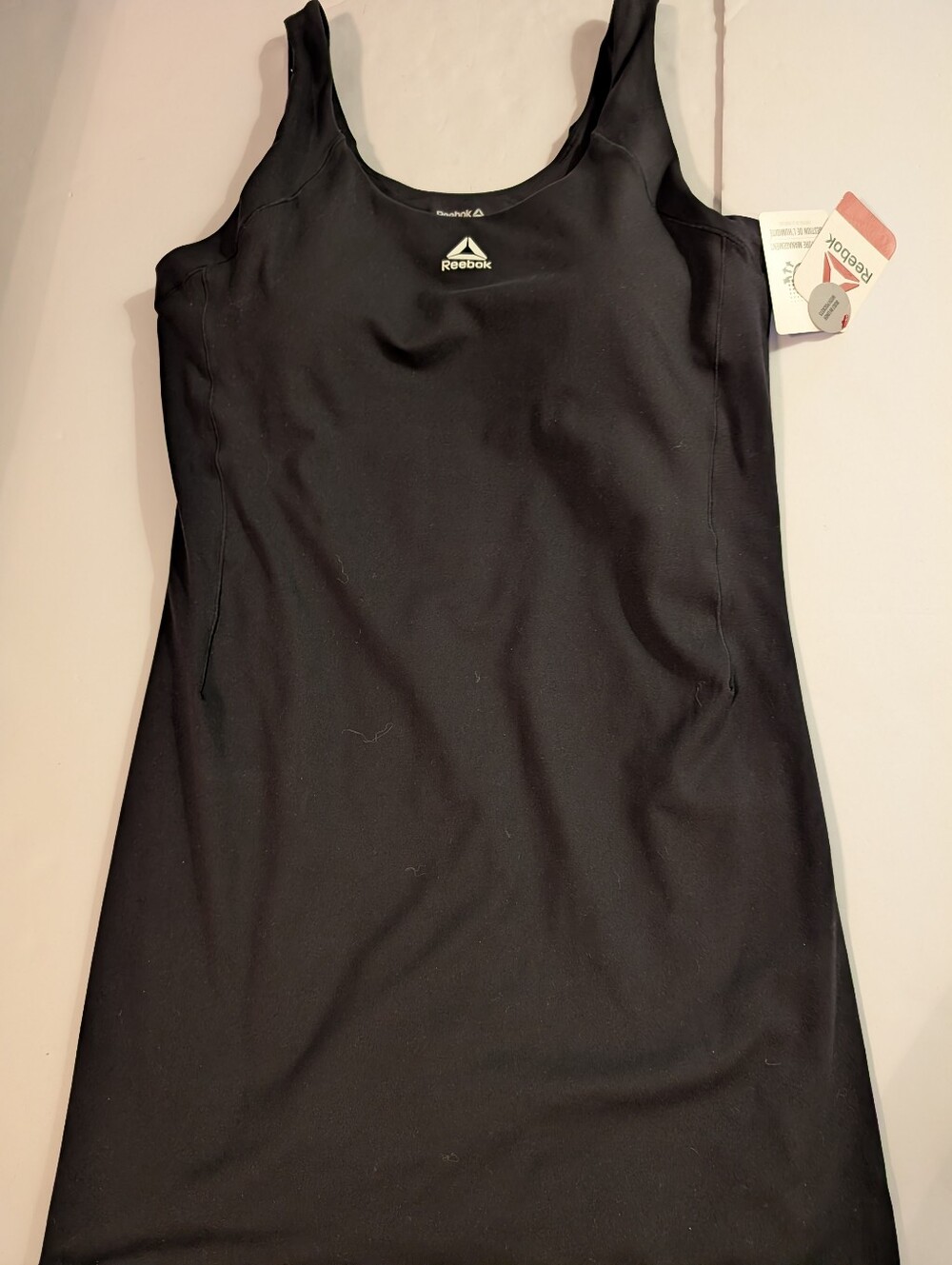Reebok Black Tank Dress Activewear Dress With Built-in Shorts, Pockets Size L